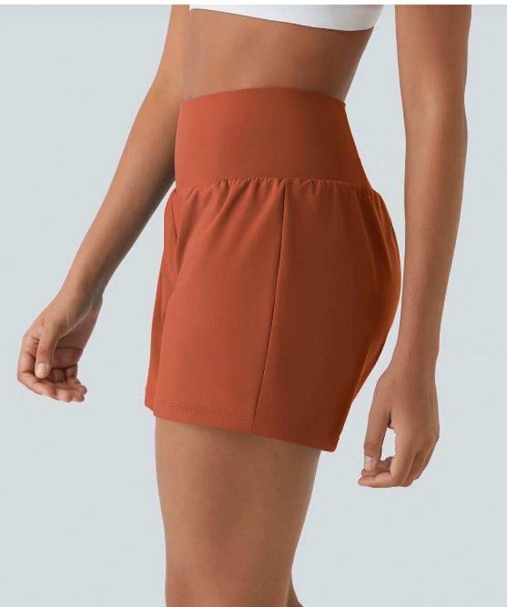 NWT Halara SoftlyZero Airy Super High Waist Shorts 5' Pockets-Long M Orange Rust